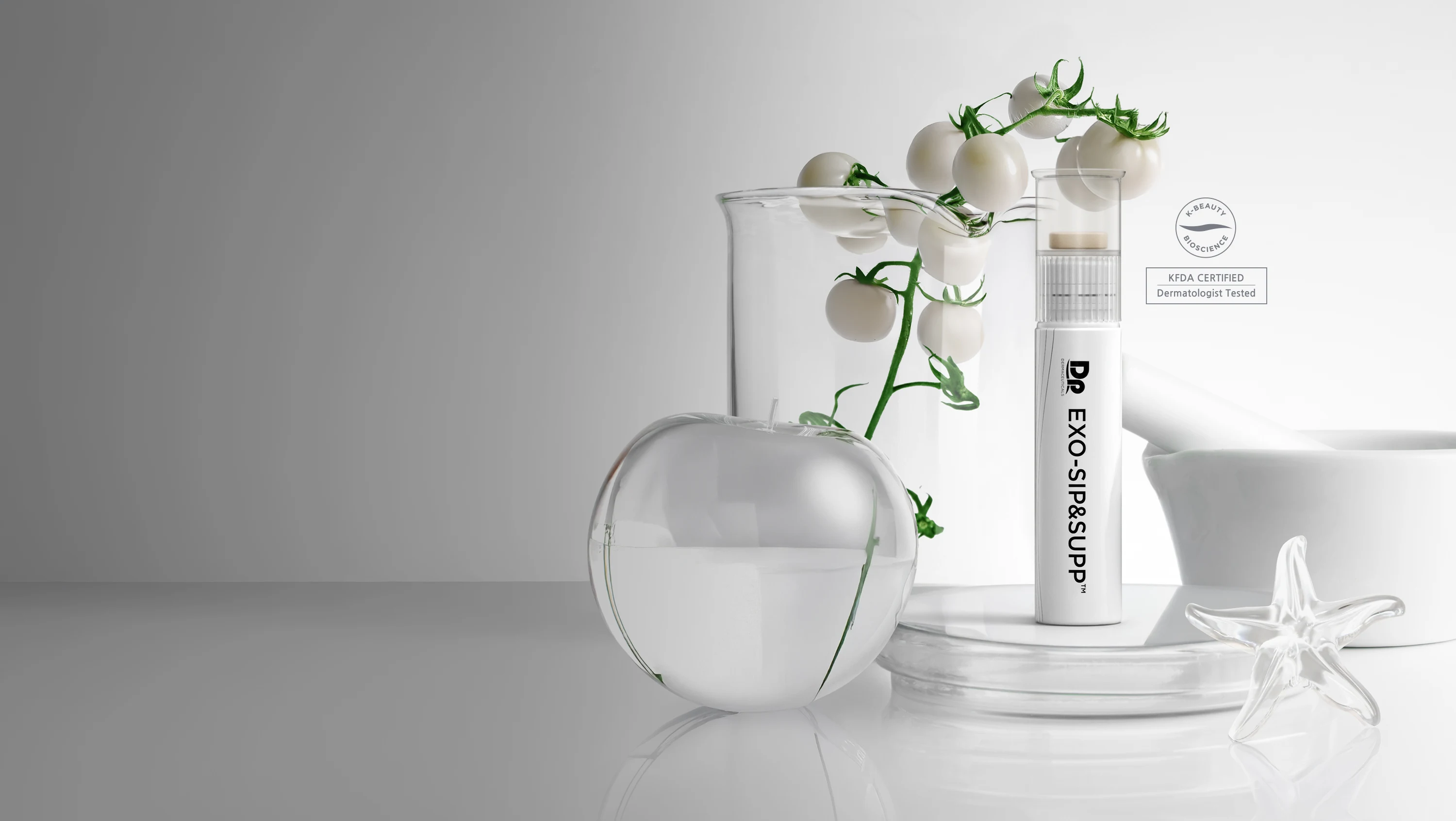 EXO-SIP&SUPP product on white background with ingredients