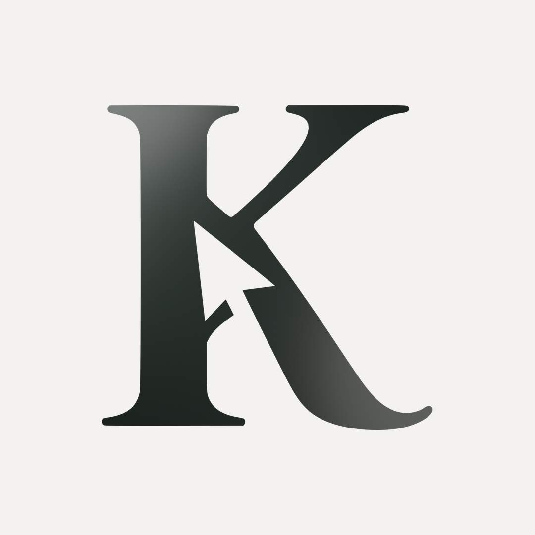 Kavera K logo in dark ink on an off-white background