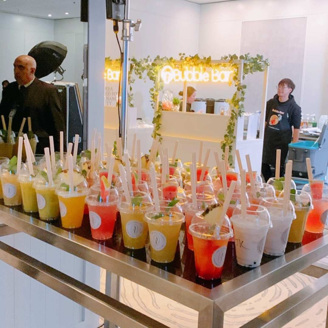 Picture of all types of drinks on table for wedding and corporate function!