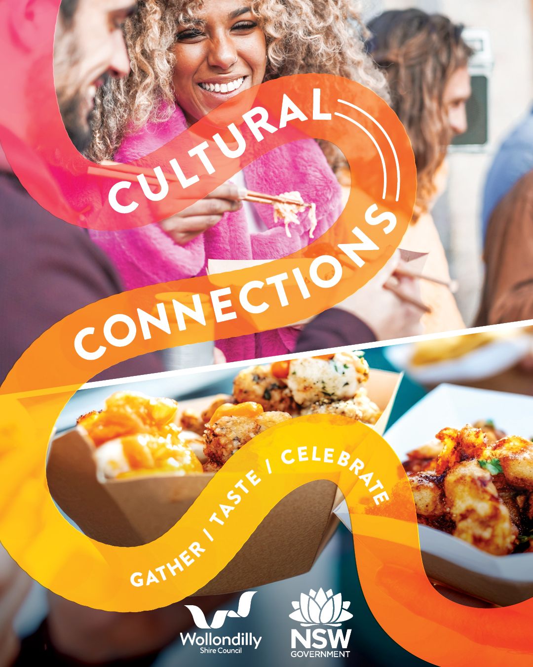 Culturally diverse couple enjoying south east asian food