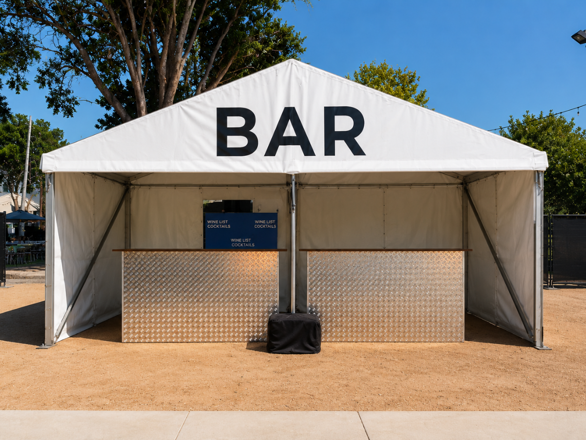white roof marquee for bar service
