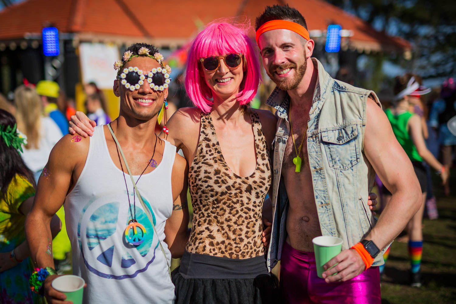 People having fun in costumes