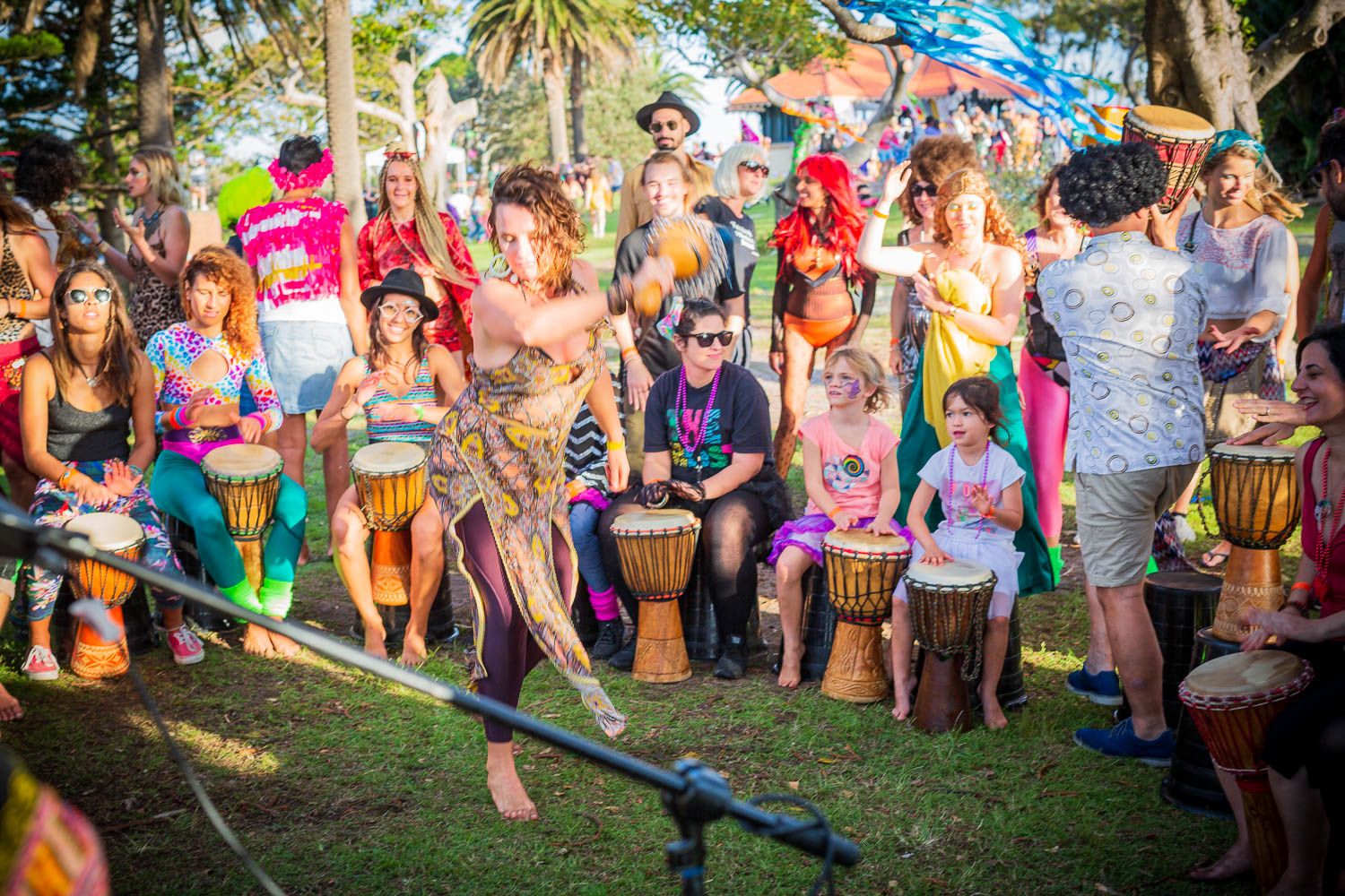Drumming workshop on Shark Island