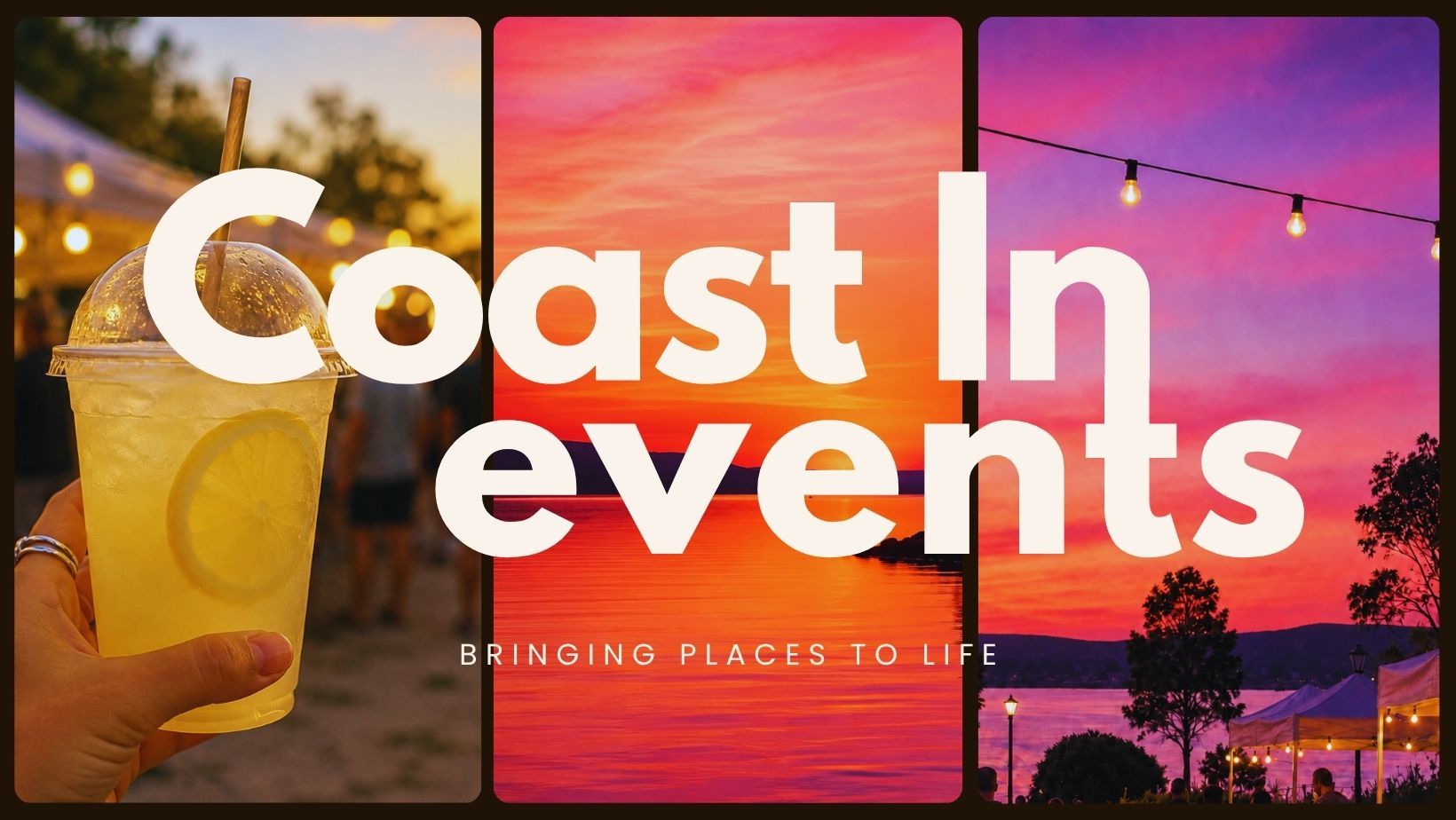 Coast In Events | Lady holding a festival cup, sunsets and fairy lights