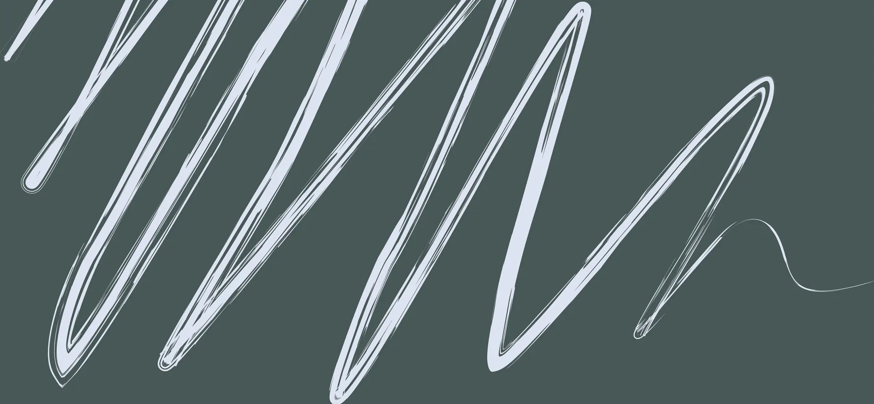 Abstract image with white, wavy, zigzag lines on a dark green background, creating a dynamic and fluid pattern.