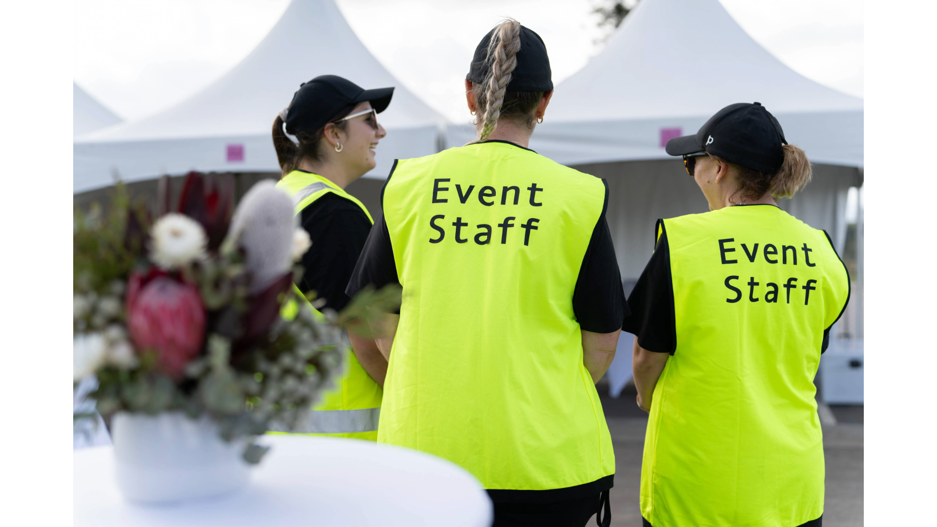 Our team wearing Event Staff high vis