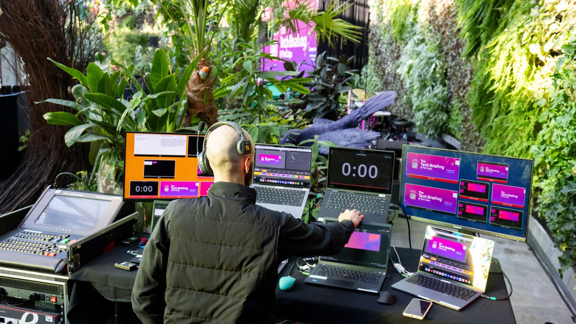 An AV1 technician operating at an event