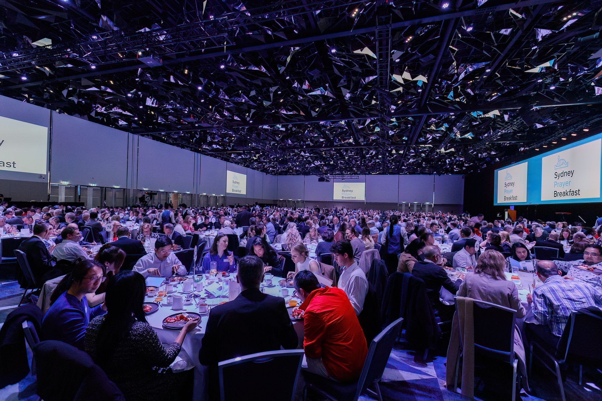 Crowd of seated attendees at annual Sydney Prayer Breakfast ICC Sydney