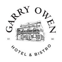 Logo of Garry Owen Hotel & Bistro featuring a vintage-style illustration of the building, with text "EST. 1881" and a circular design.