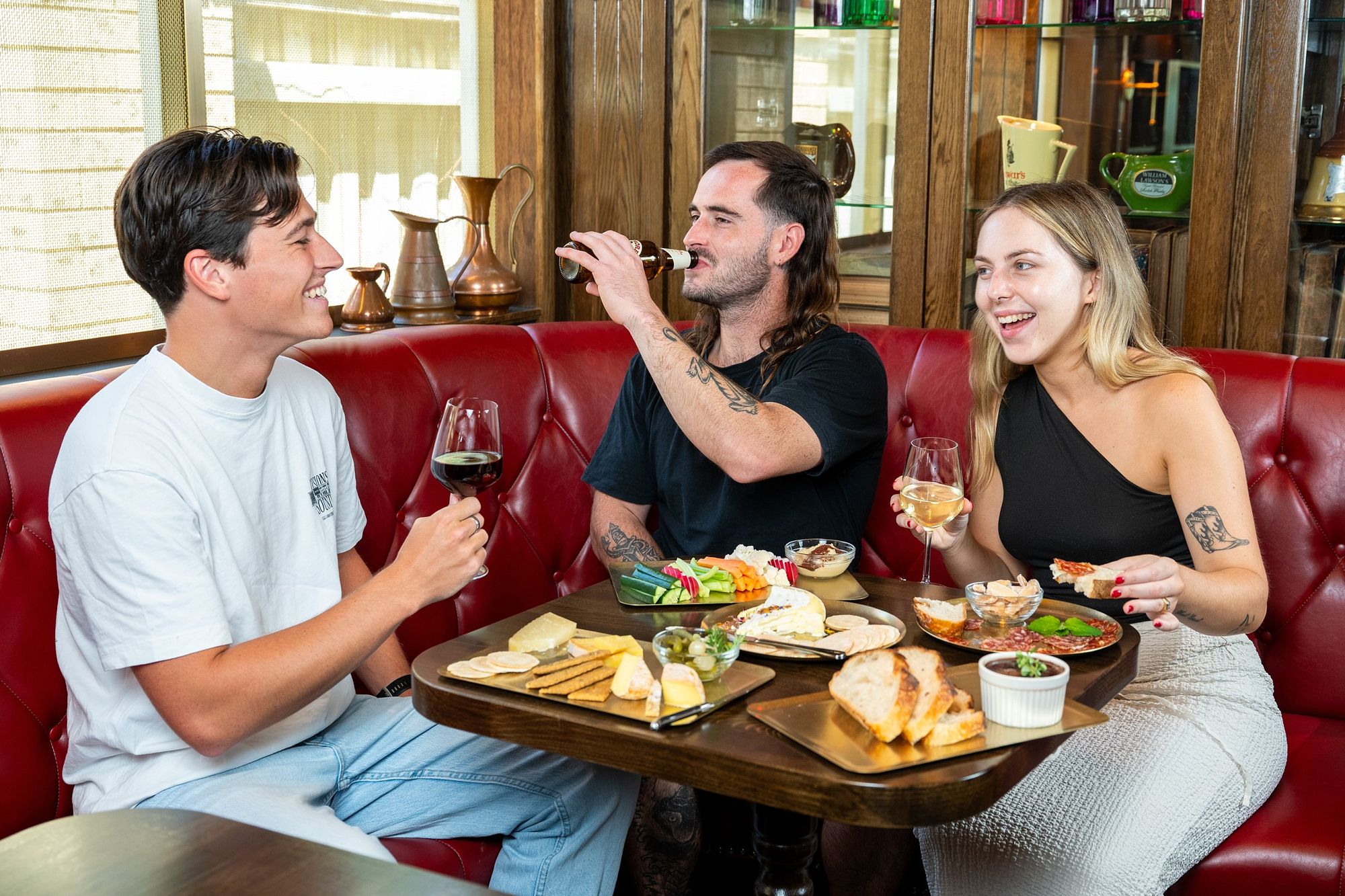 People enjoying a meal in an upscale hotel
