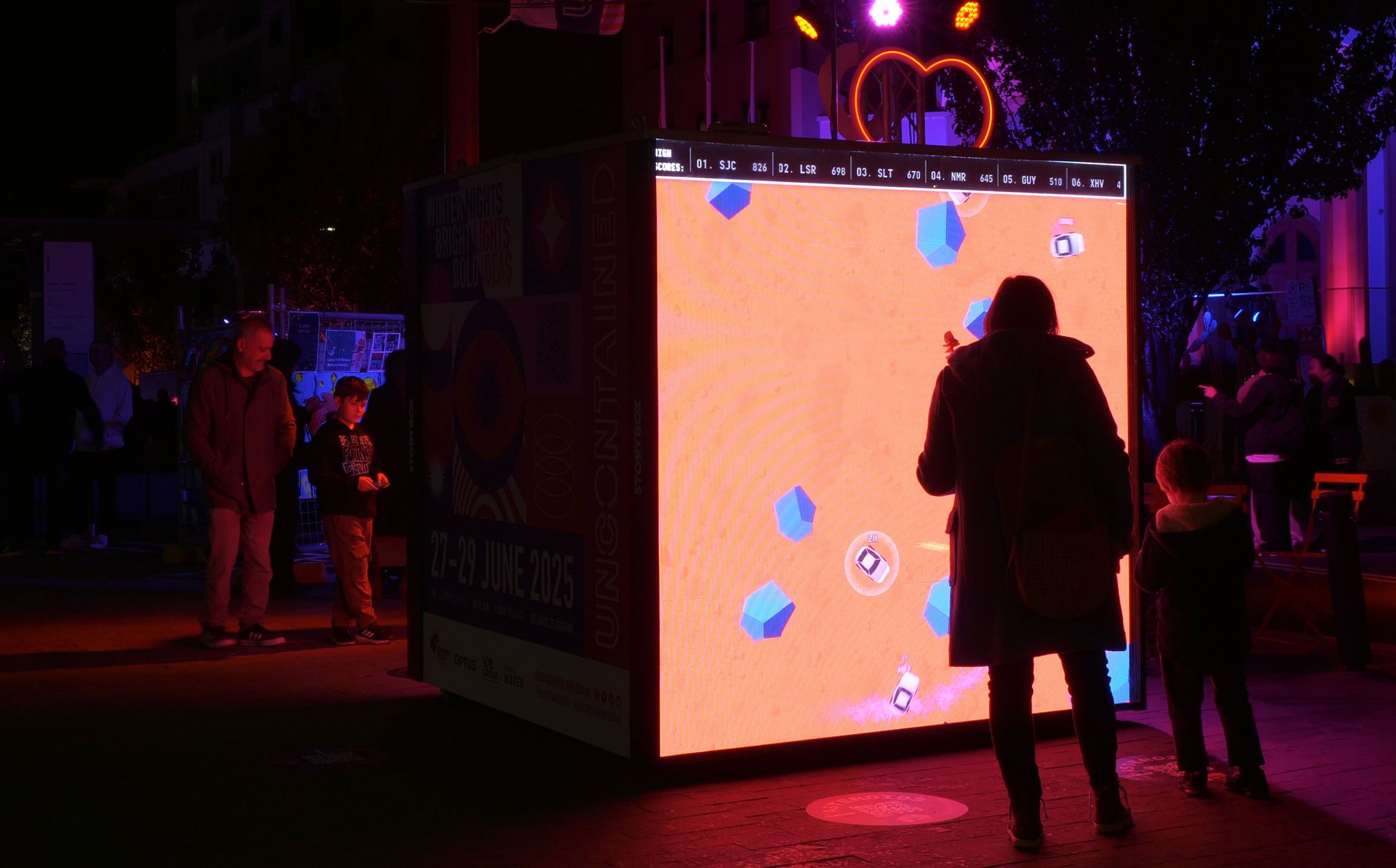 STORYBOX Asteroids multi-player game activation at Uncontained Festival, Georges River Council, 2025