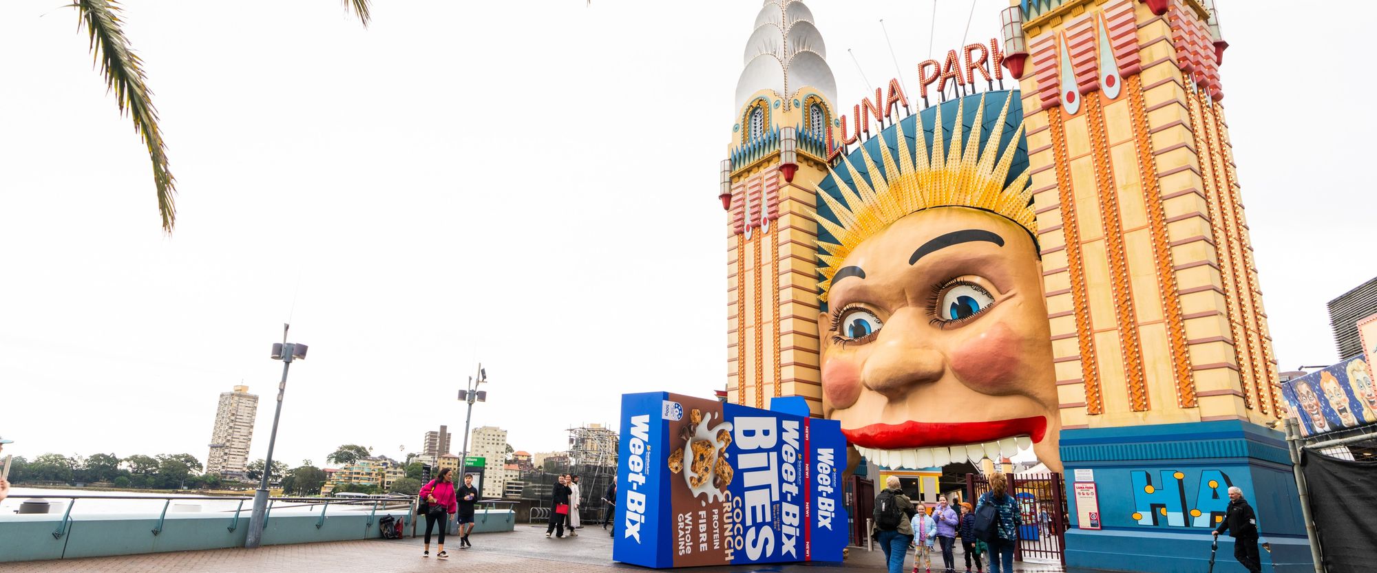 Image of Luna Park and an oversized Weet-Bix box