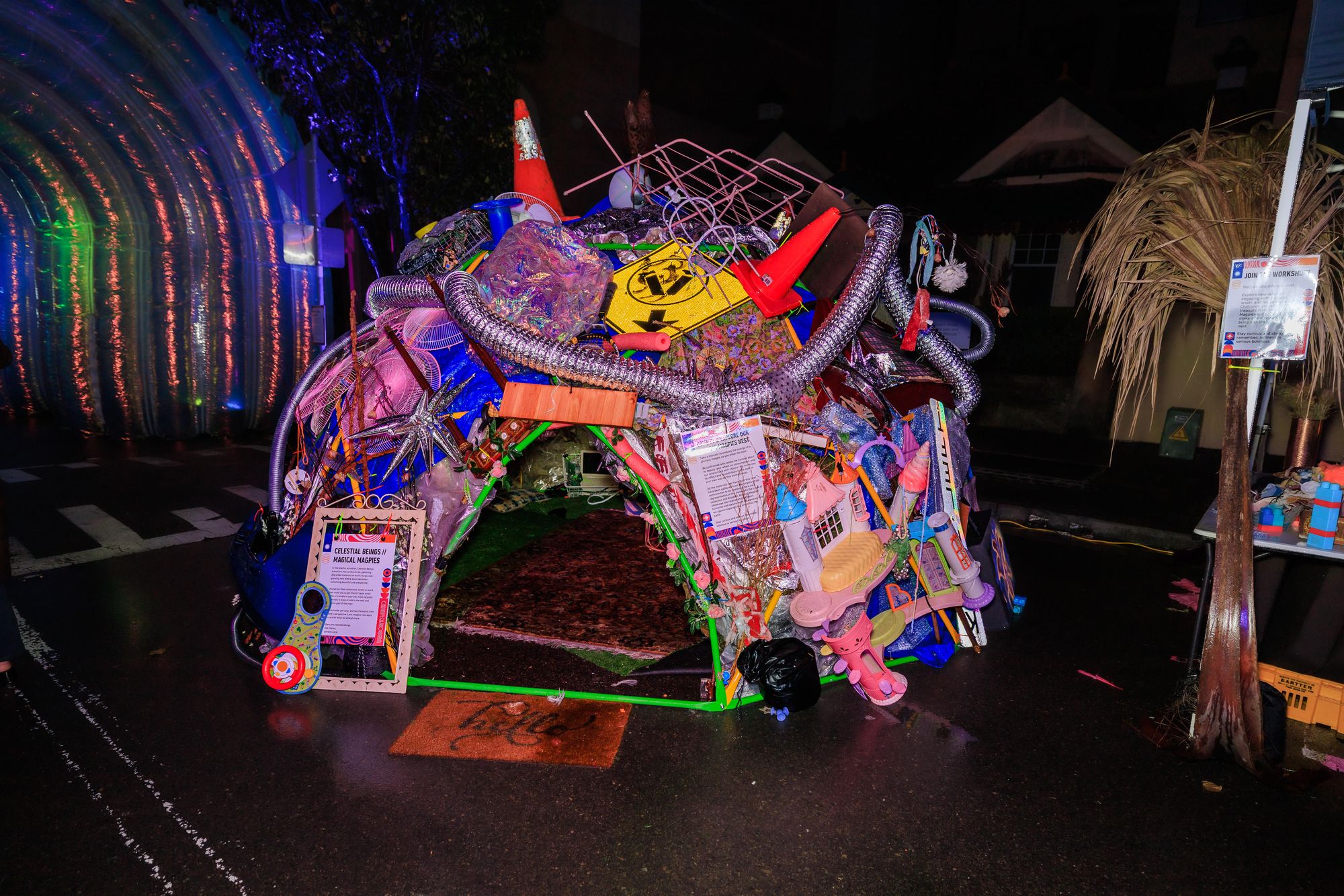 The Magical Magpie Nest, all made with found objects and materials, where we ran recycling workshops
