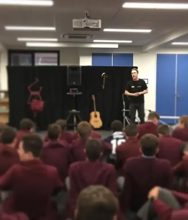 The Curiosity Spark presenter delivering an interactive incursion to stage 6 school students