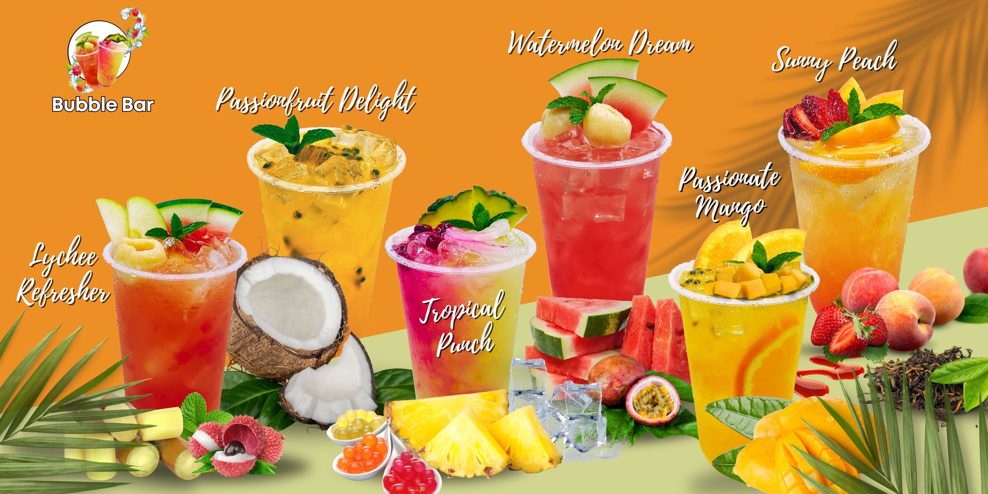 4 of our best drinks of all time. You can choose from Lychee Refresher Juice, Passionate Mango Tea, Blue Lagoon Soda, & the viral Dubai Chocolate Haven!
