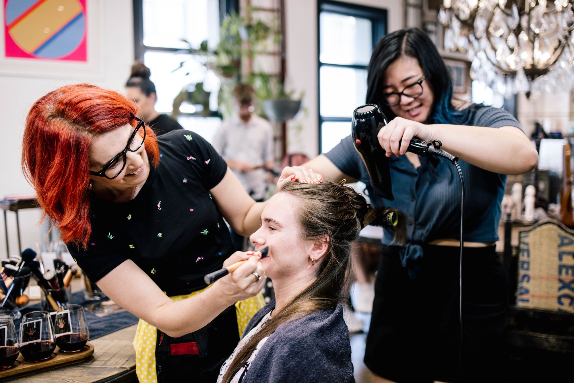 client having hair and makeup
