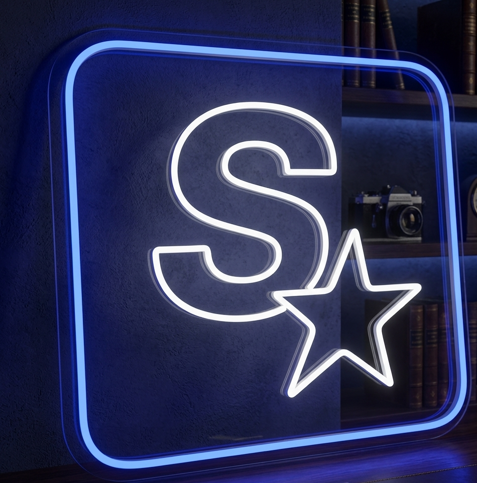 Custom business logo LED neon sign mounted on clear acrylic, designed for Sydney retail stores, offices, hospitality venues, and commercial interiors.