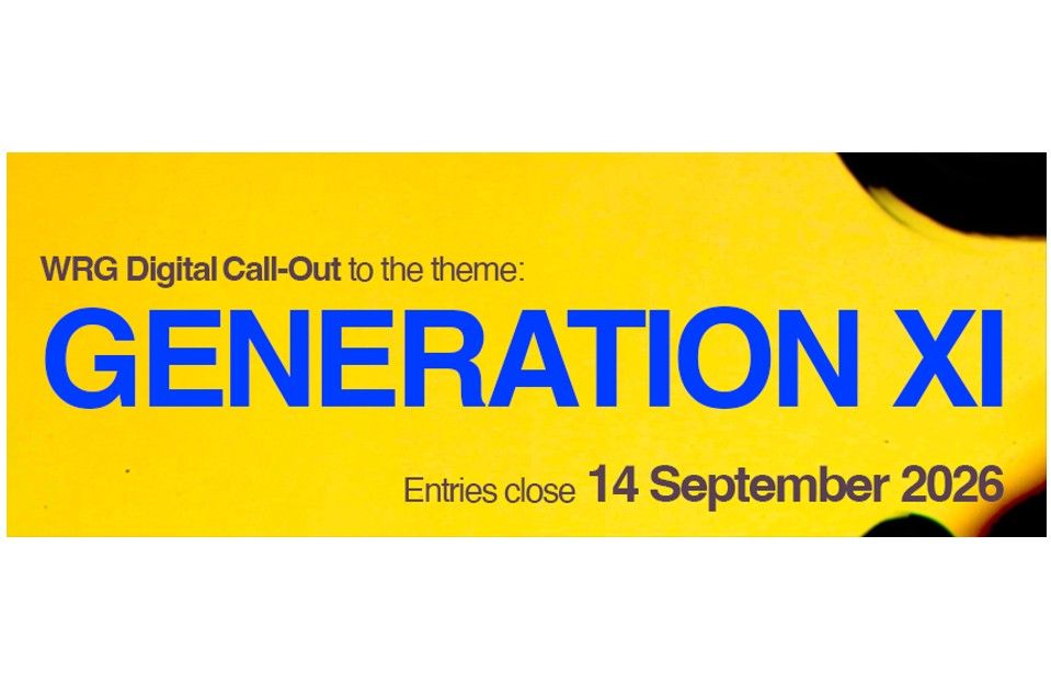 Yellow banner with blue text reading "WRG Digital Call-Out to the theme: GENERATION XI" and entry deadline "14 September 2026."