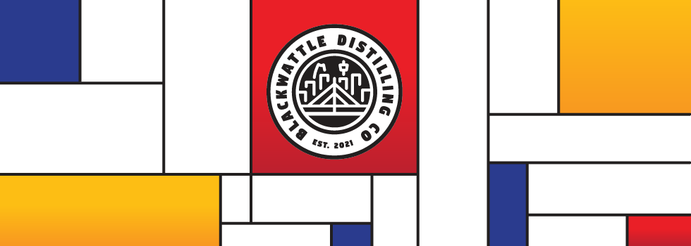 Blackwattle Distilling Co. logo on a modernist design.