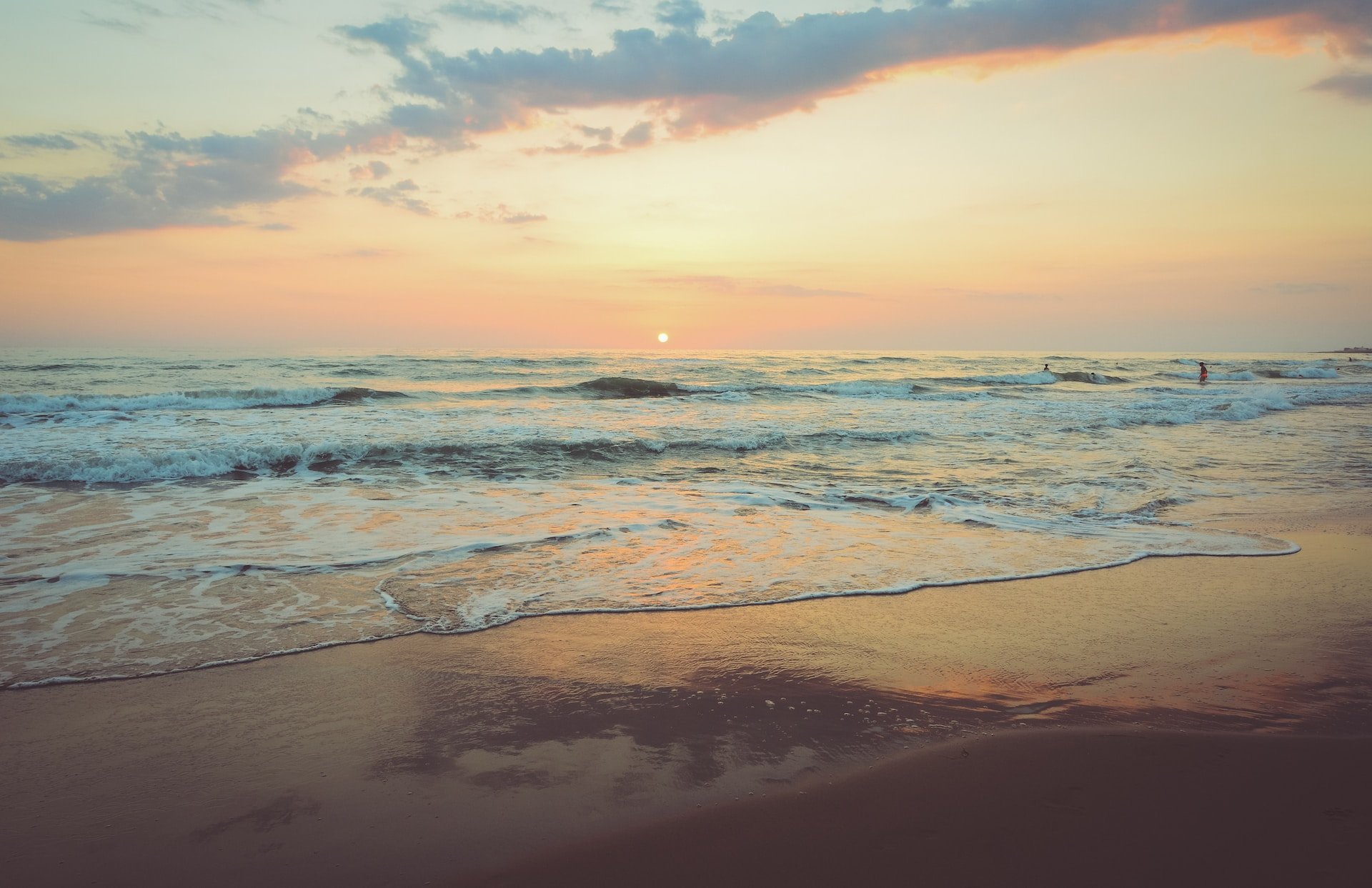 Strand Meer Ostsee Sonnenuntergang Sommerurlaub Strandurlaub