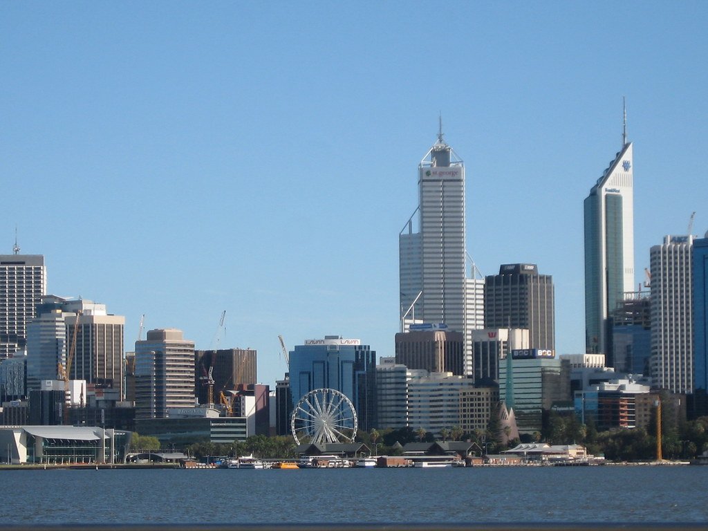Family tent pitched at a riverside campsite near Perth. Bushland and river views.