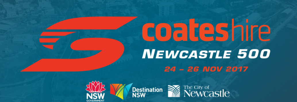 Camping tents pitched near Newcastle beach for Supercars weekend.