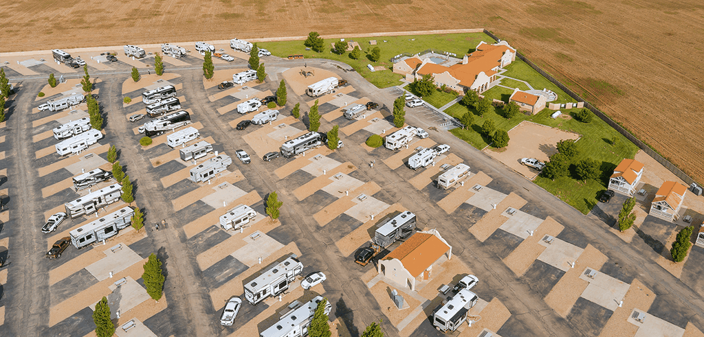 Static caravan at a sunny caravan park, ideal for family holidays and rentals.