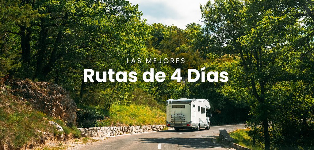 Autocaravana estacionada en la naturaleza con montañas al fondo. Vacaciones y viajes de camping.