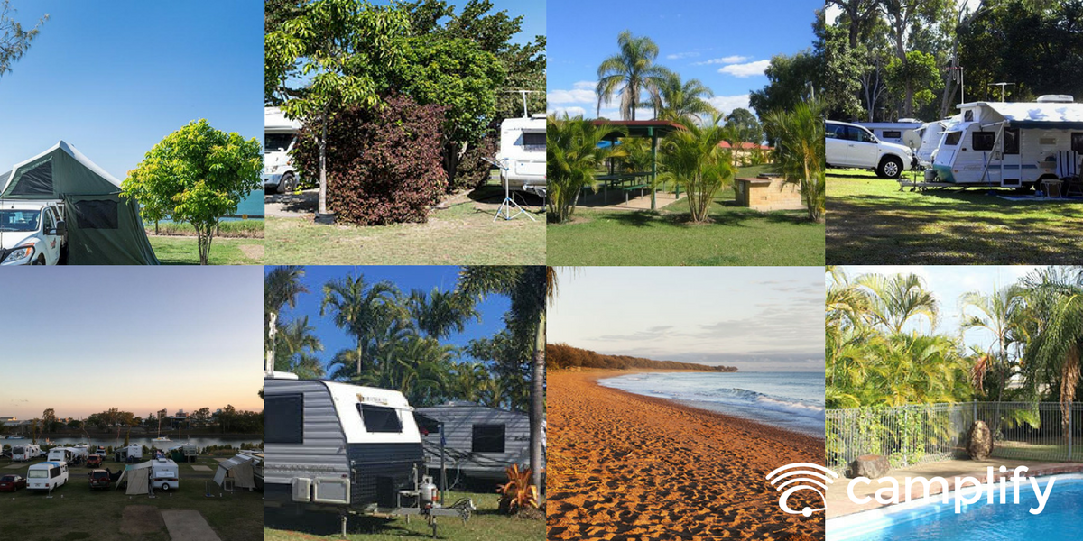 RV parked at a sunny Bundaberg caravan park, perfect for a camping holiday.