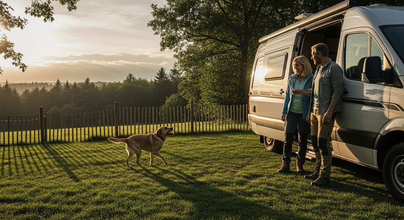 Camping mit Hund: eingezunter Stellplatz nach Region