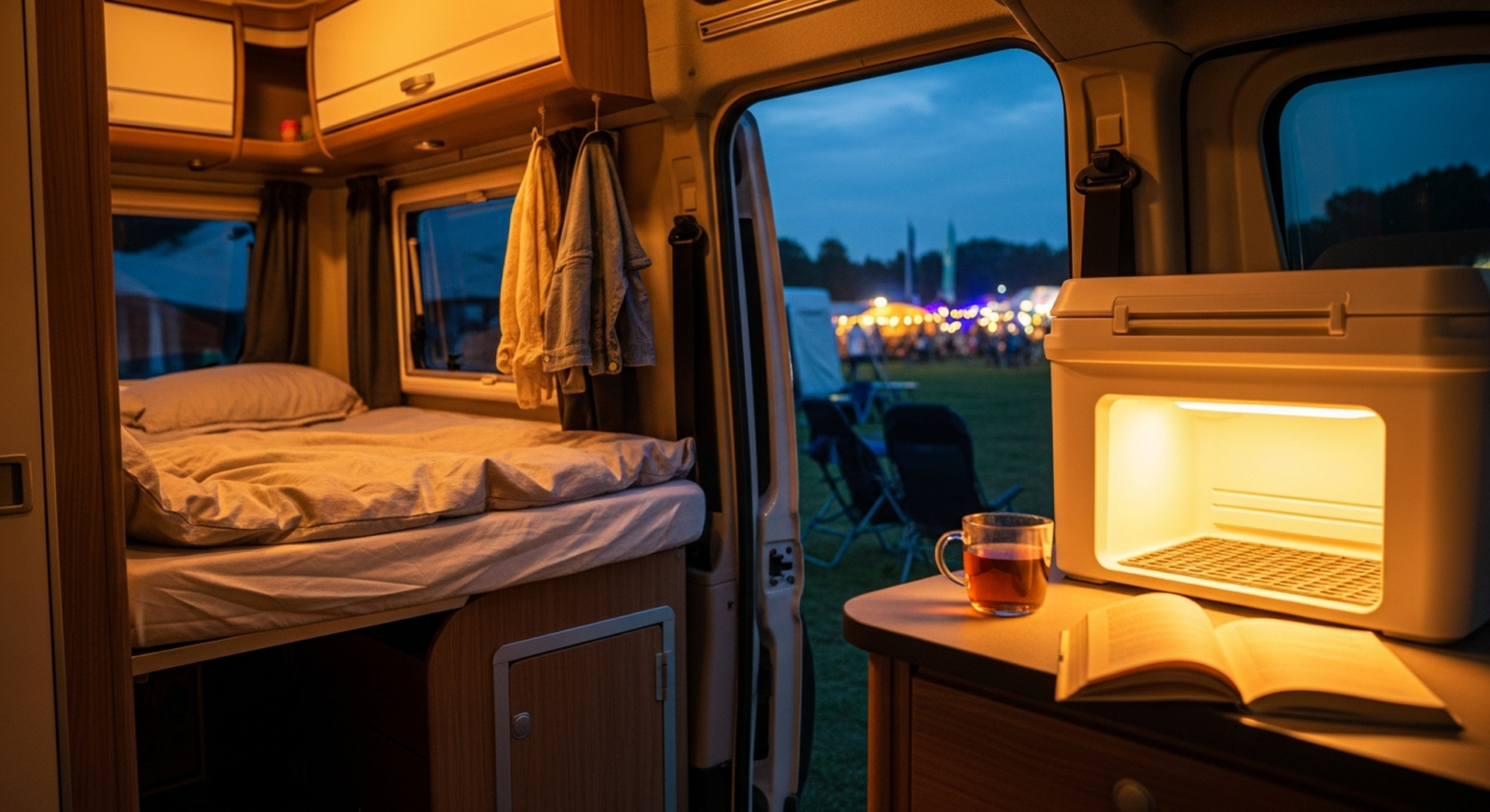 Bett, Kuehlbox, Dach, Pause