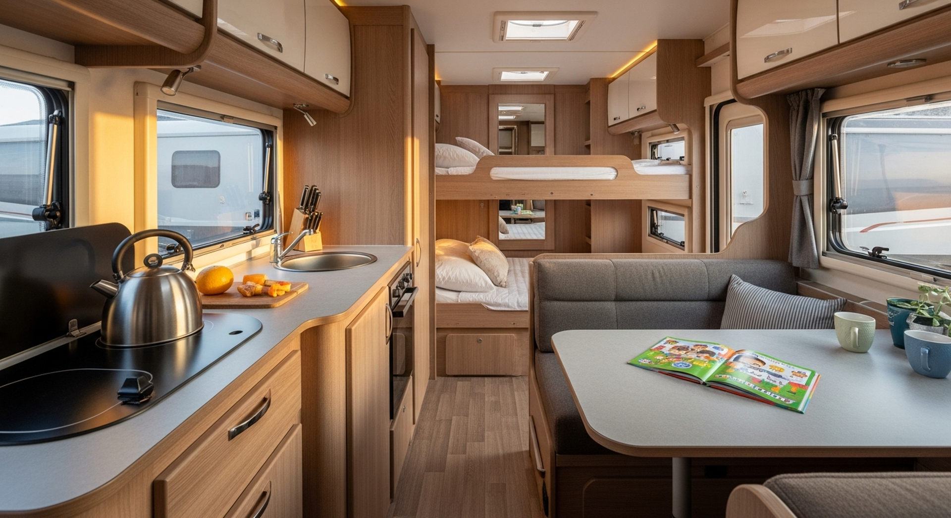 Caravan with bunks, tow with the car