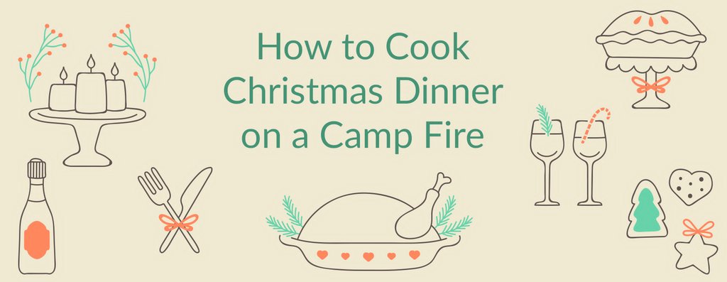 Festive campfire cook-up, Aussie bush. Glamping Christmas dinner under the stars.
