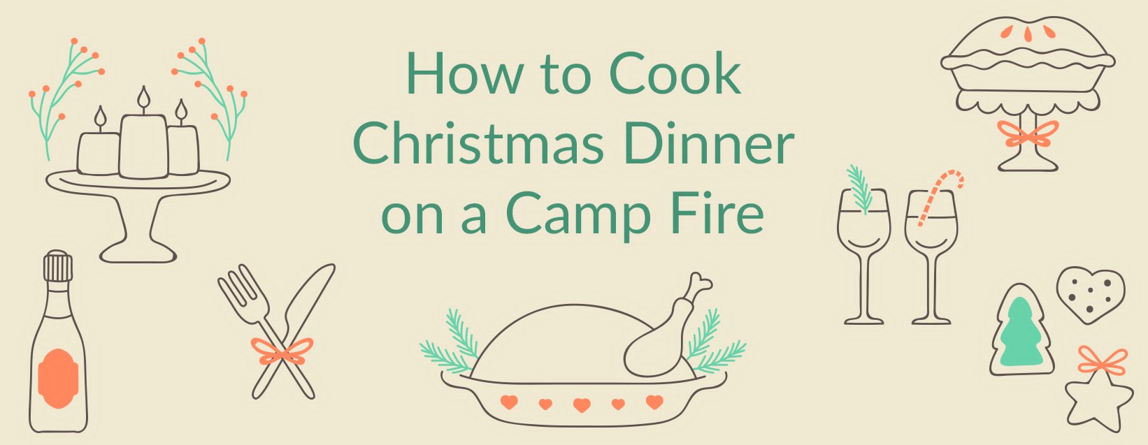 Festive campfire cook-up, Aussie bush. Glamping Christmas dinner under the stars.