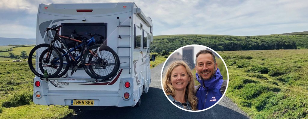 Caravan parked at a sunny campsite. John & Sarah made £5,000 in 10 months letting it out on Camplify.