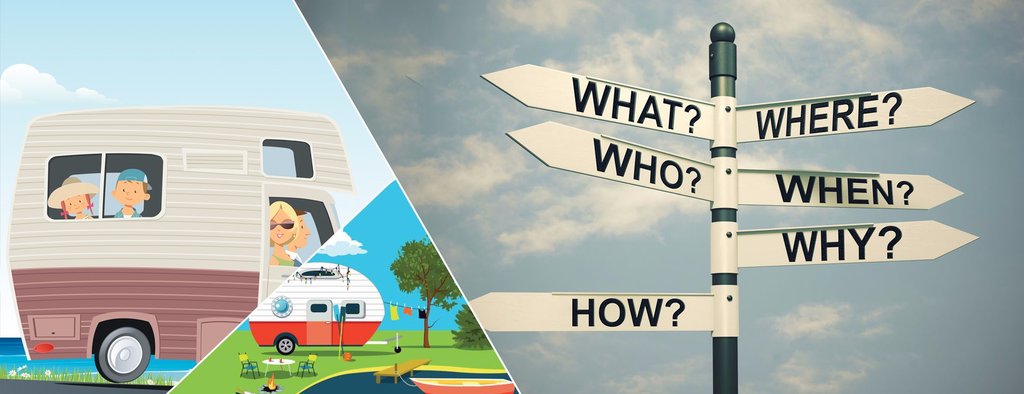 Touring caravan parked up on a sunny campsite, ready for a holiday.