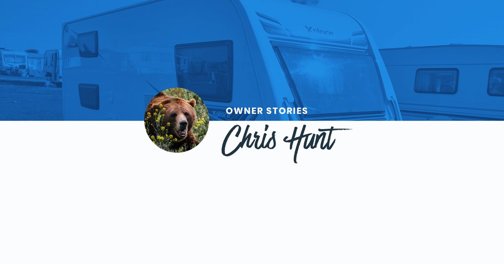 Caravan holiday: a family-sized caravan parked up on a grassy campsite pitch, ready for adventure.