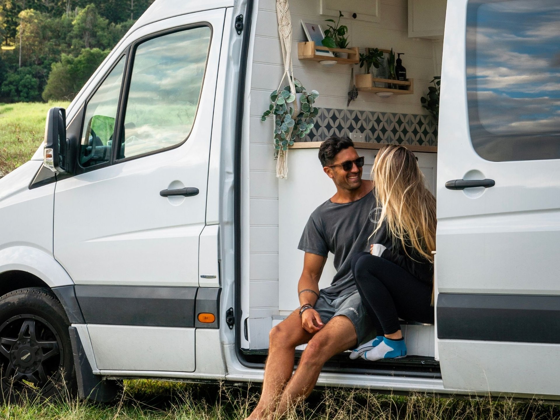 Luke & Claire's campervan 'Dandy' parked up at a bush camp, ready for adventure in the Aussie outback.