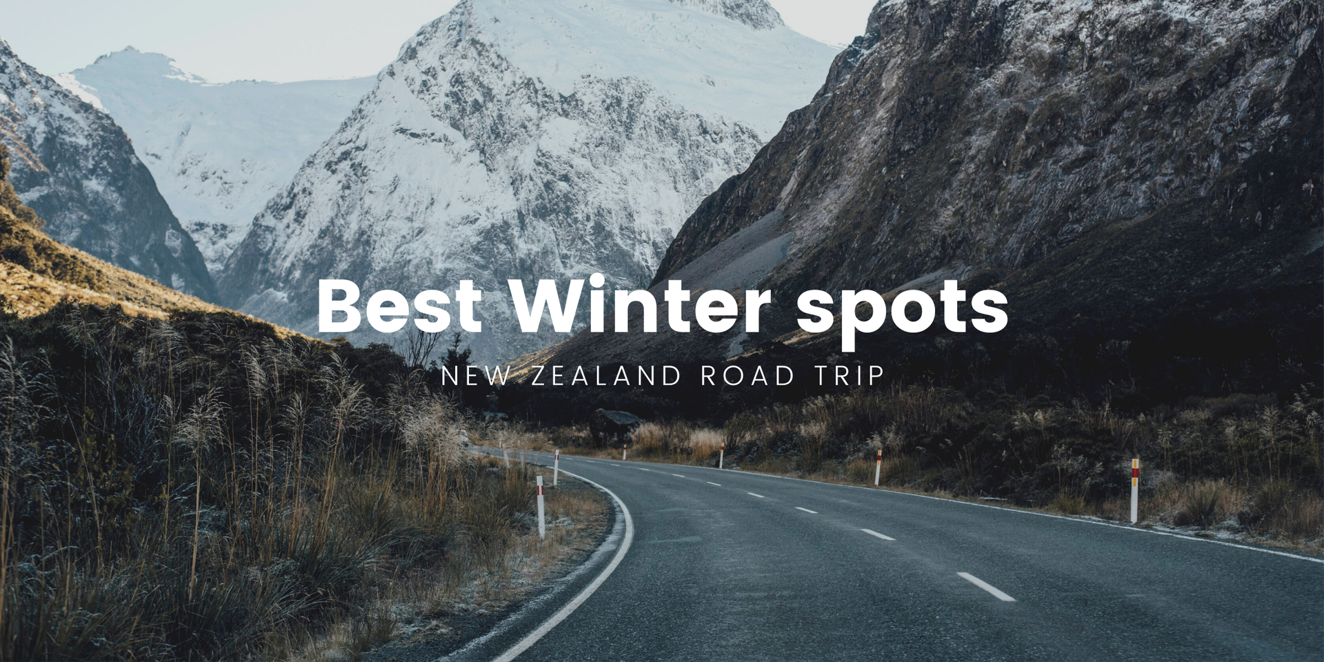 Snowy mountain backdrop for a campervan on a winter roadie, New Zealand.