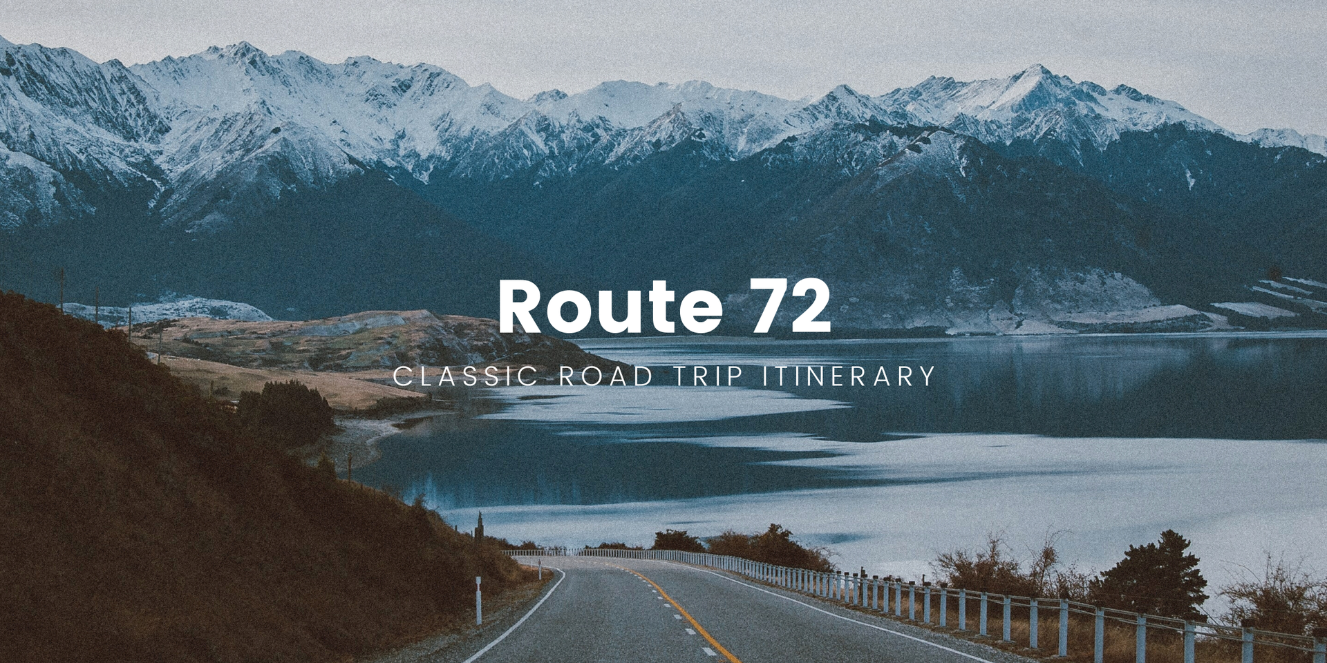 Scenic view of Route 72, with a campervan parked overlooking the Canterbury Plains.