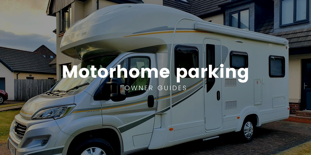 Motorhome parked on a suburban street, ready for a camping holiday.
