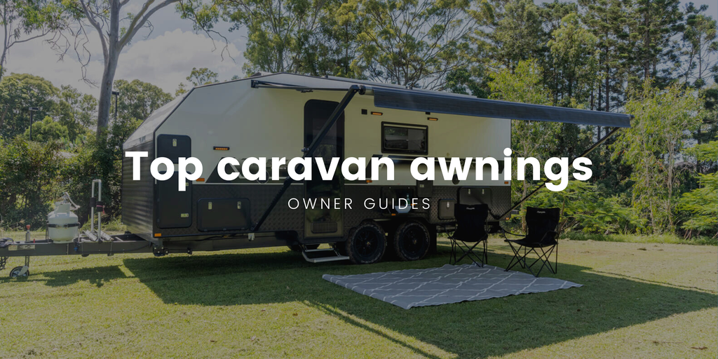 Caravan awning setup at a sunny Aussie caravan park.