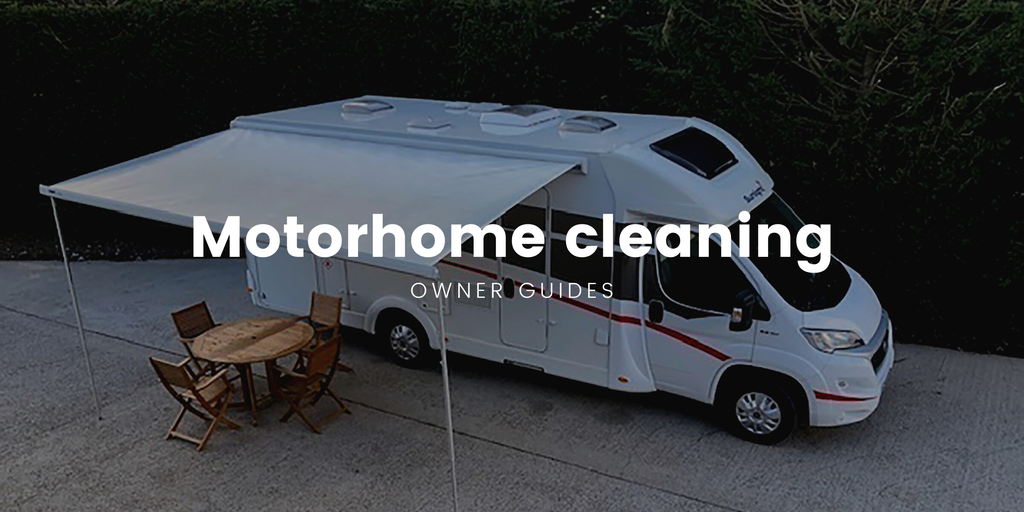 Campervan parked up at a sunny campsite, ready for roof cleaning.