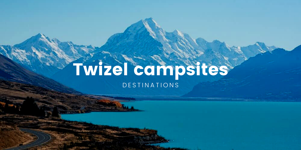 Tent pitched lakeside in Twizel, with Southern Alps in the background. Classic Kiwi camping!