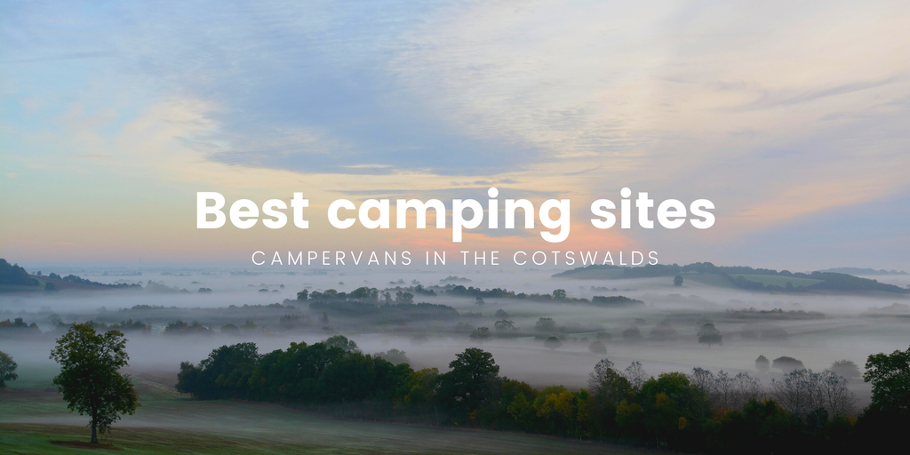 Campervan parked in a sunny Cotswolds campsite, ready for a weekend getaway.