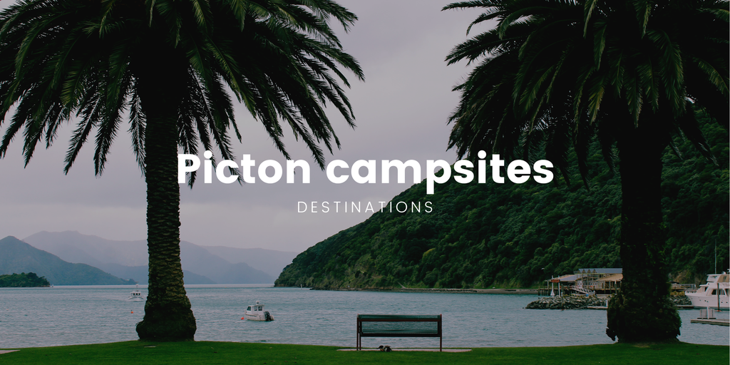 Campground near Picton with tents pitched amongst native bush