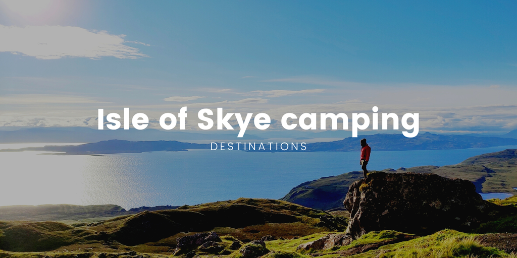 Motorhome overlooks craggy Skye coastline. Scenic camping in the Scottish Highlands.