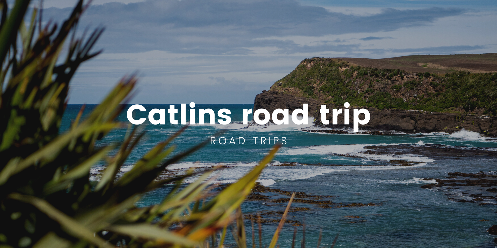 Scenic Catlins coastline with campervan parked up. Road trip heaven!