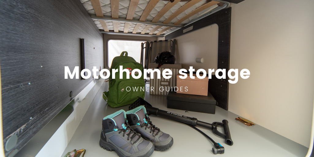 Cosy motorhome interior with clever storage solutions; perfect for camping holidays.