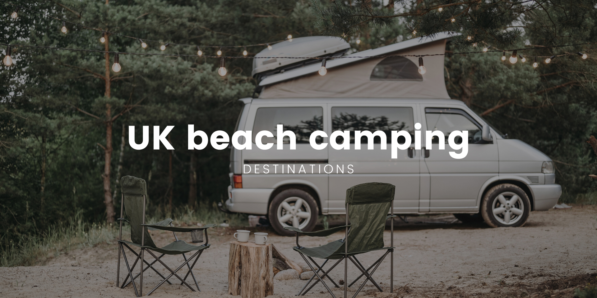 Coastal campsite with tents pitched near beach. Holidaymakers enjoying the UK seaside.